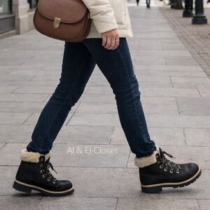 Time & Tru Faux Fur Lined Winter Hiker Boots Black Women’s Size 7 New With Tag